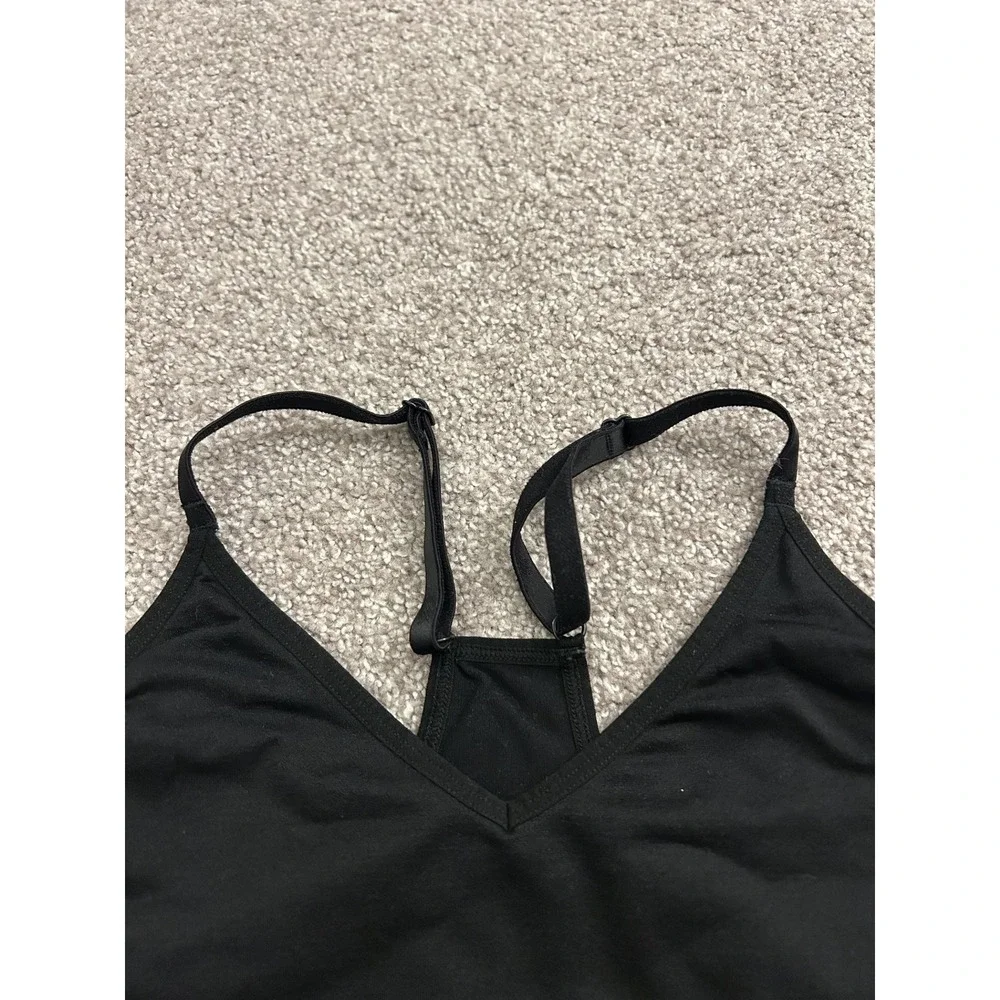 PINK Victoria's Secret Sports Bra Womens Medium Black Excellent Racerback V-Neck